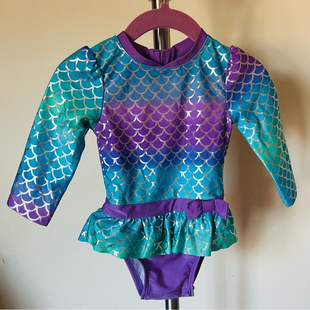 Baby girl swimsuit 12 months mermaid style long sleeves swimwear